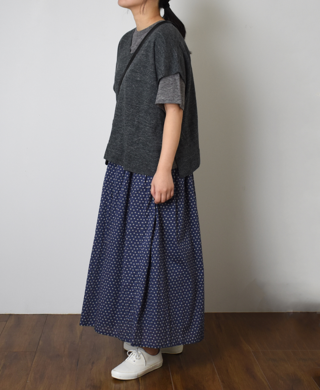 NSL25105(スカート) 80s COTTON VOILE SMALL FLOWER PRINT GATHERED SKIRT