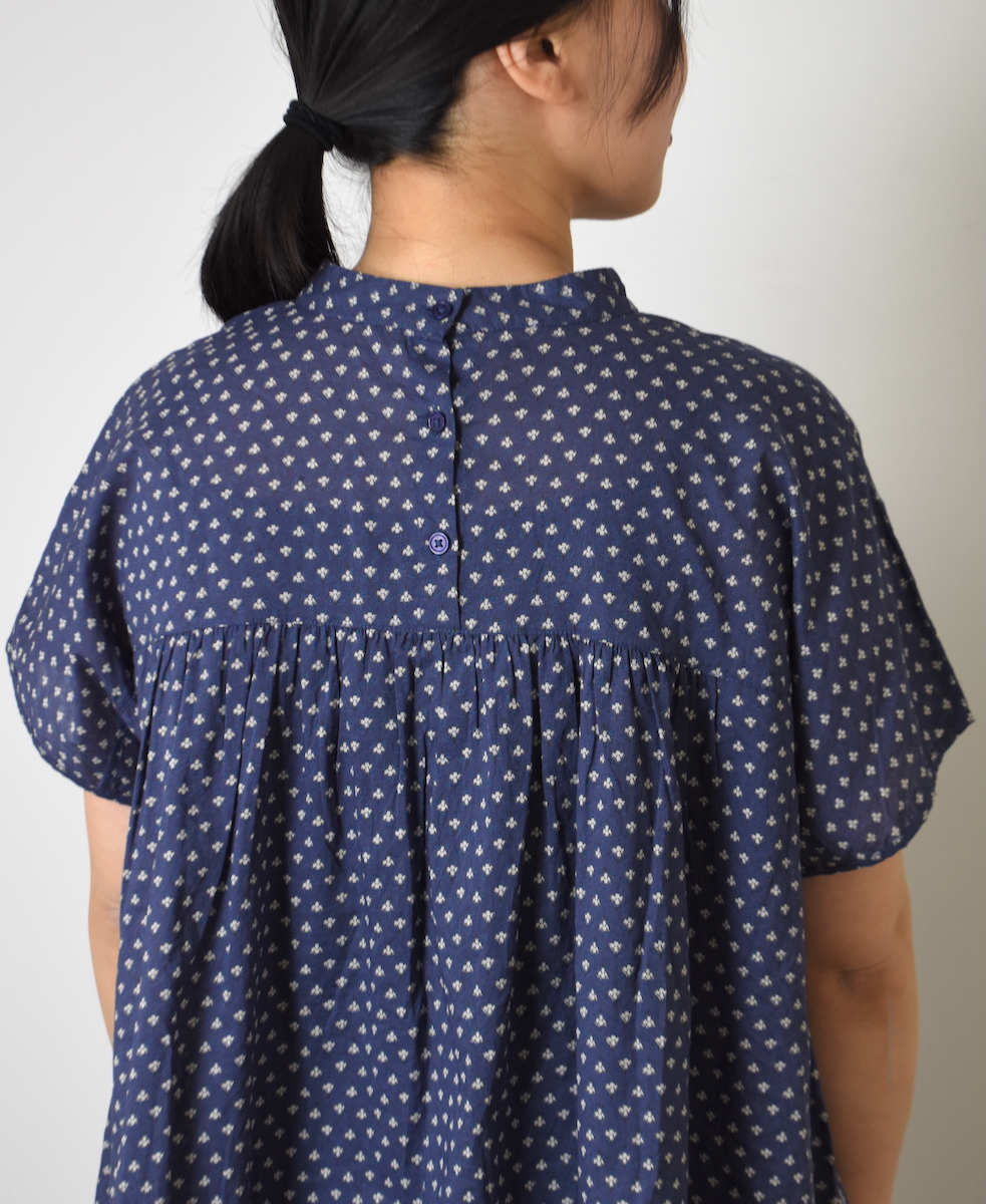 NSL25102(シャツ) 80s COTTON VOILE SMALL FLOWER PRINT BACK OPENING STAND COLLAR SHIRT