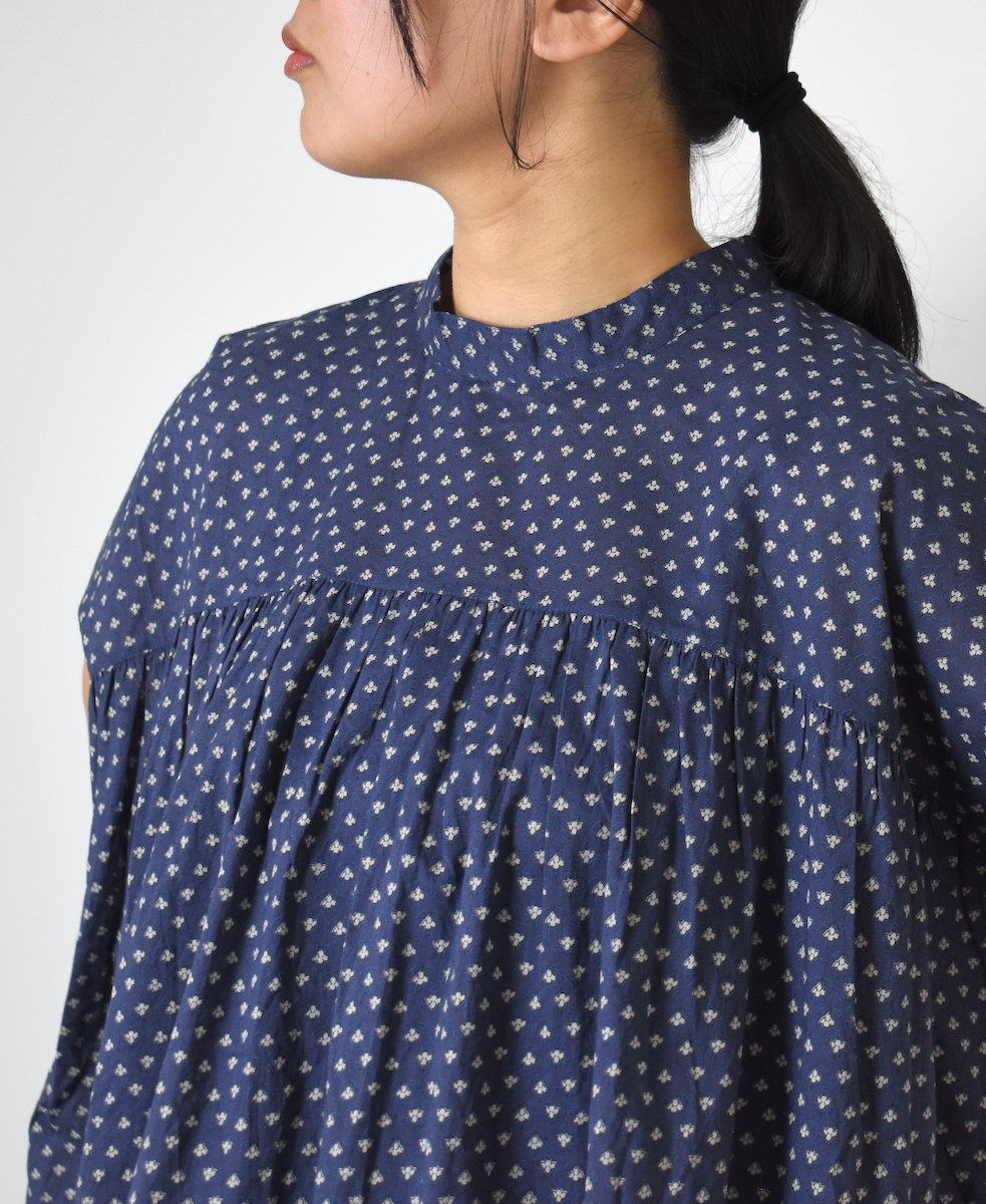 NSL25102(シャツ) 80s COTTON VOILE SMALL FLOWER PRINT BACK OPENING STAND COLLAR SHIRT