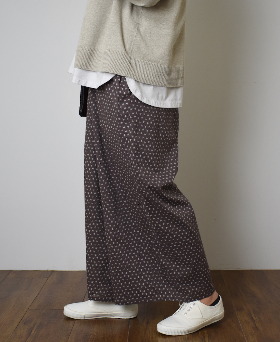 NSL25106(パンツ) 80s COTTON VOILE SMALL FLOWER PRINT WIDE EASY PANTS