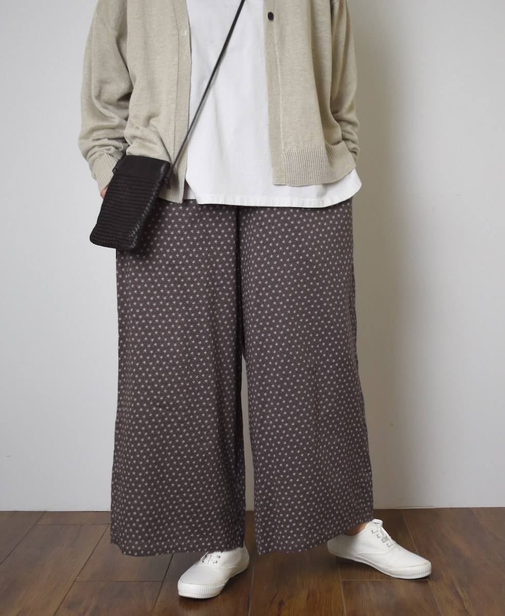 NSL25106(パンツ) 80s COTTON VOILE SMALL FLOWER PRINT WIDE EASY PANTS