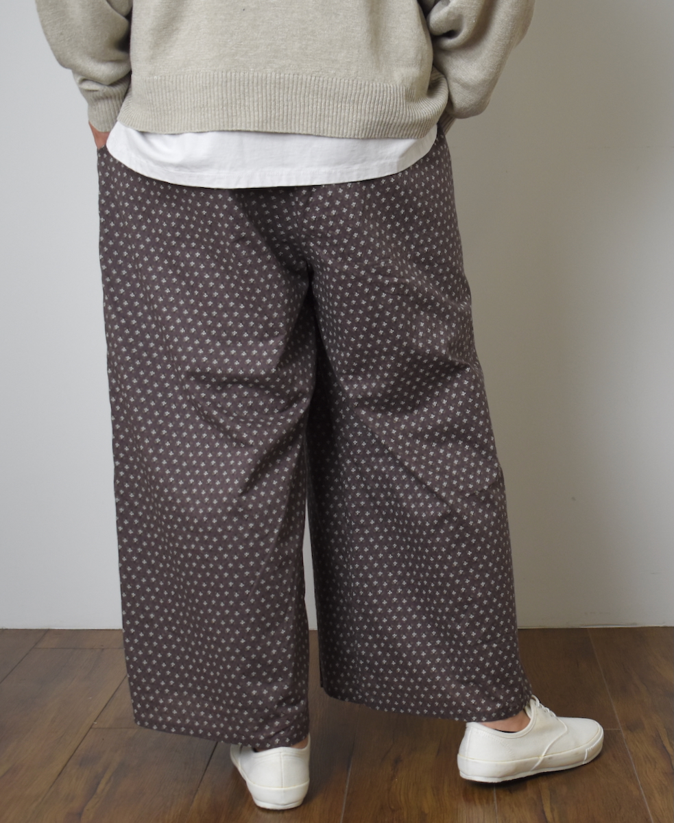 NSL25106(パンツ) 80s COTTON VOILE SMALL FLOWER PRINT WIDE EASY PANTS