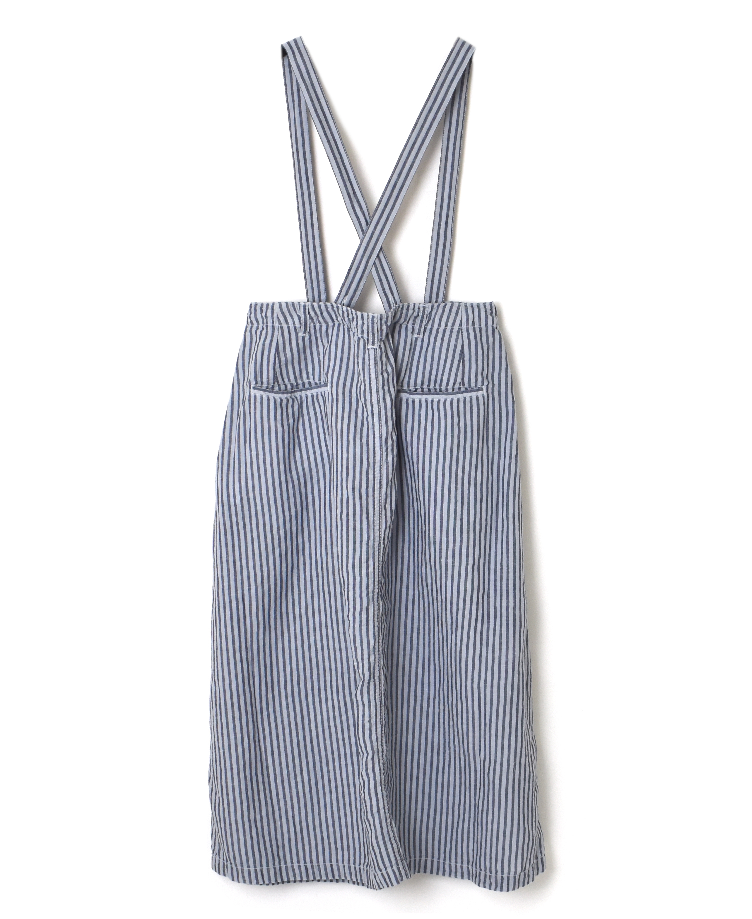 ISNAM2524SD(スカート) COTTON/LINEN STRIPE OVERDYE ADJUSTER TACK SKIRT WITH SUSPENDER