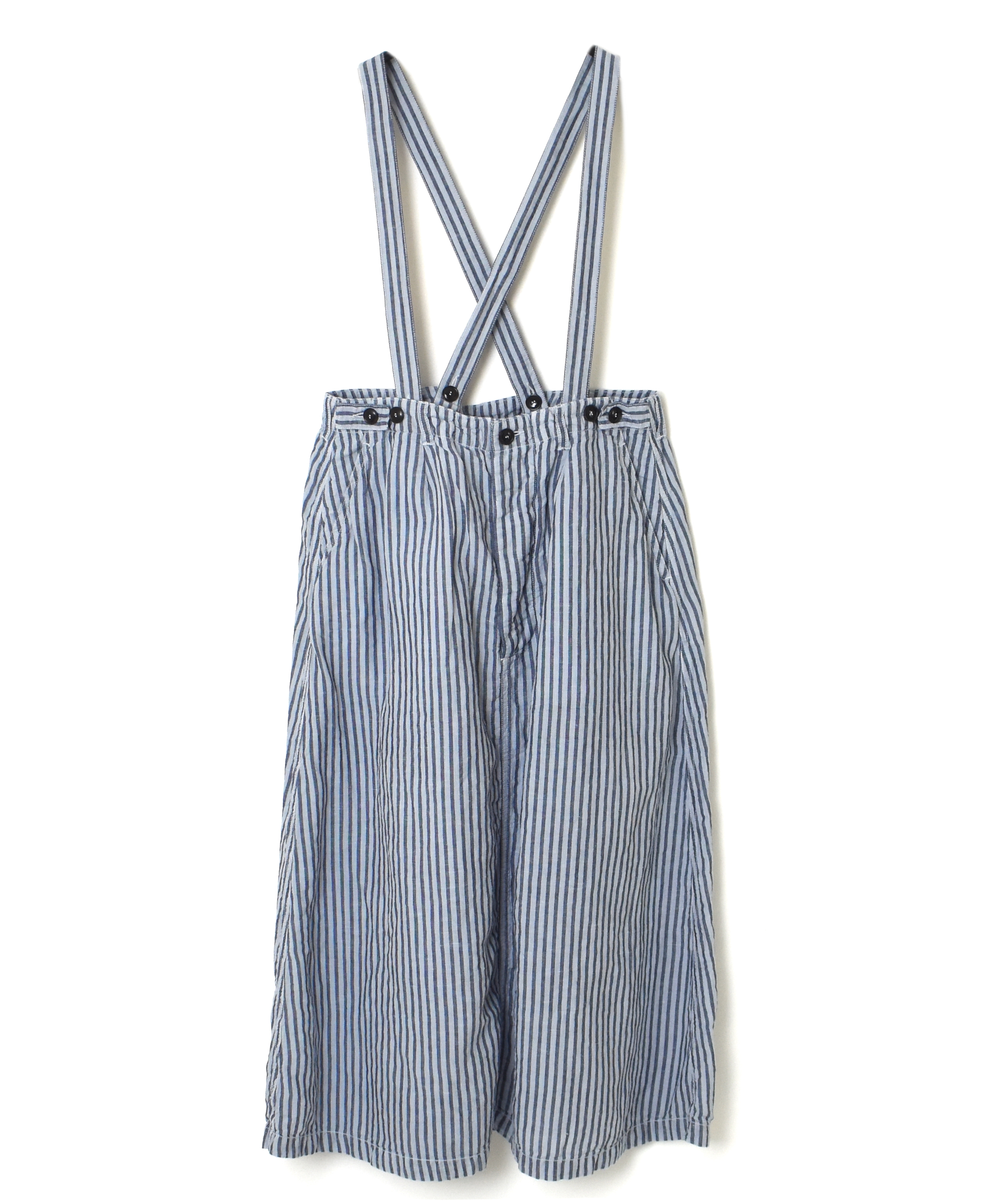 ISNAM2524SD(スカート) COTTON/LINEN STRIPE OVERDYE ADJUSTER TACK SKIRT WITH SUSPENDER