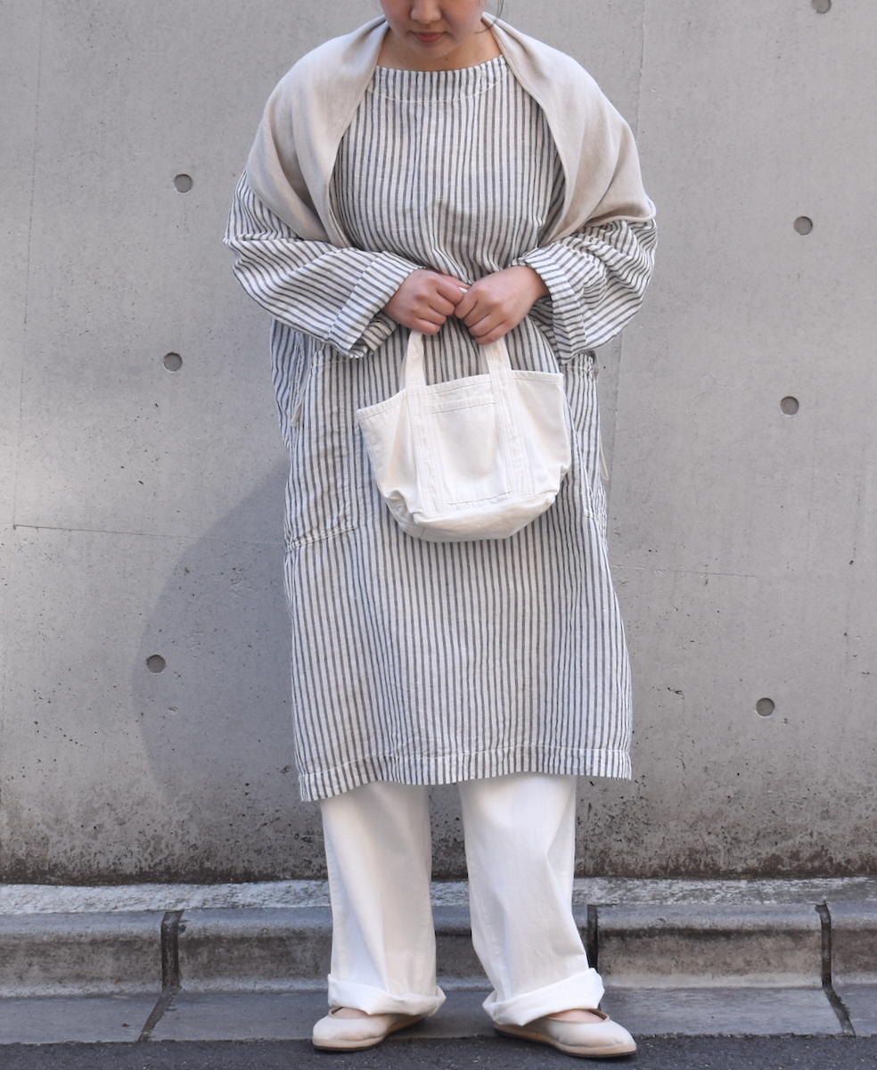 ISNAM2523SD(プルオーバー) COTTON/LINEN STRIPE OVERDYE BOAT NECK LONG PULLOVER