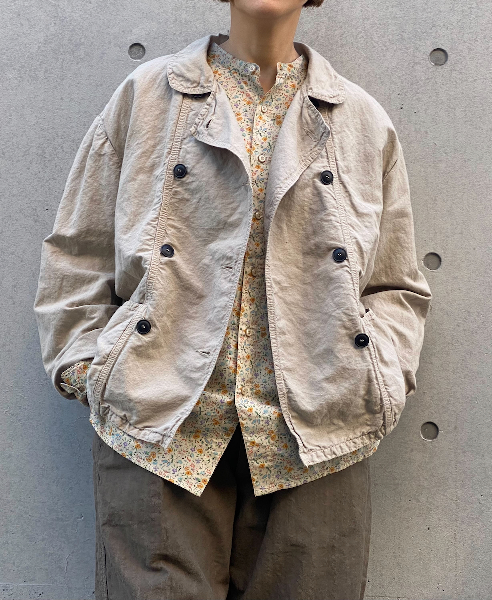 INAM2511FD(シャツ) COTTON FLOWER PRINT UTILITY BANDED COLLAR SHIRT