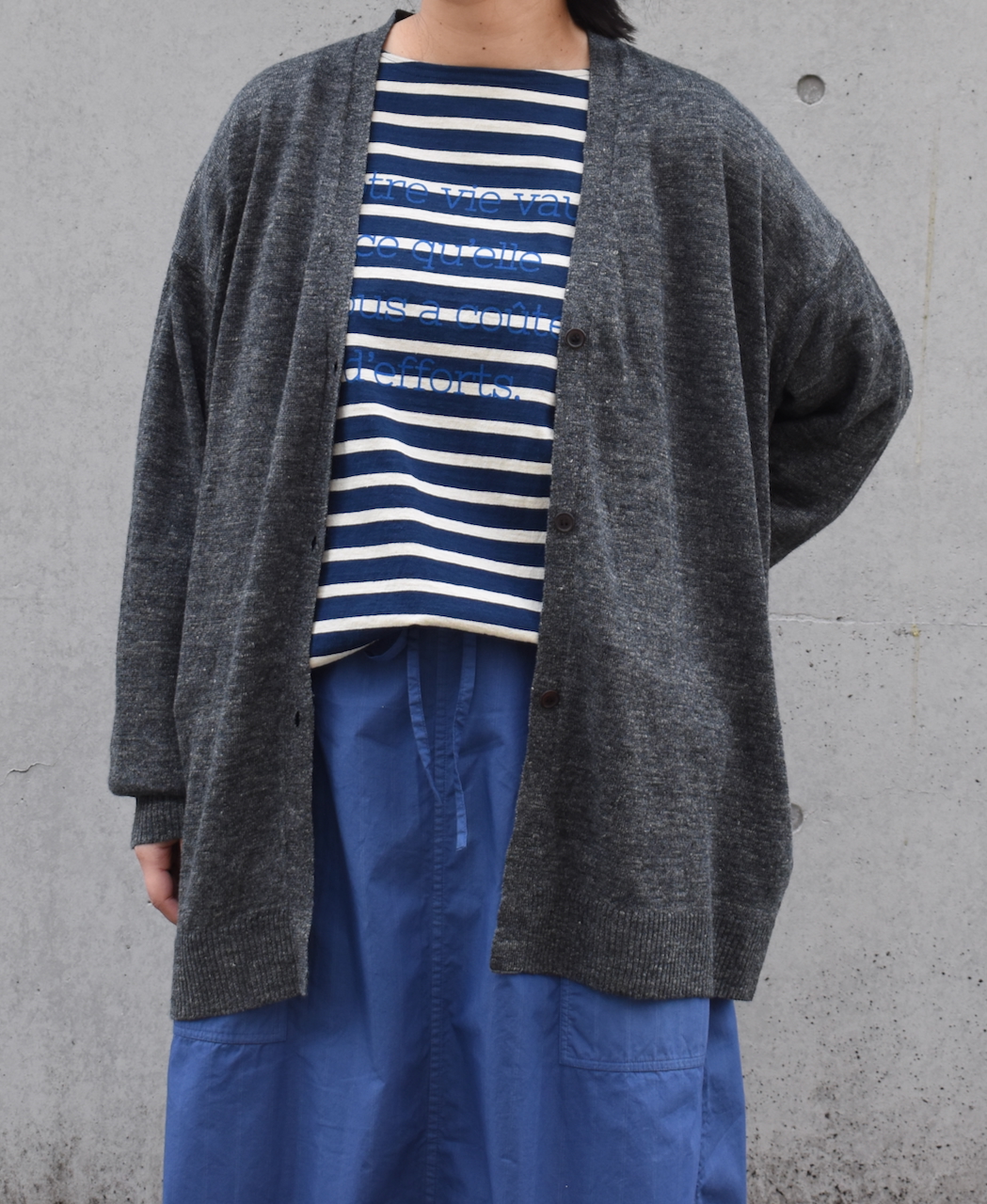 GNSL25023 (ニット) 12GG 1PLY LINEN PLAIN V-NECK CARDIGAN