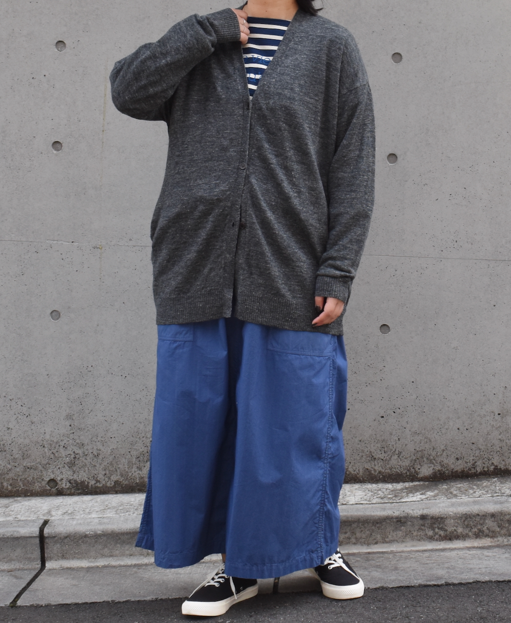 GNSL25023 (ニット) 12GG 1PLY LINEN PLAIN V-NECK CARDIGAN