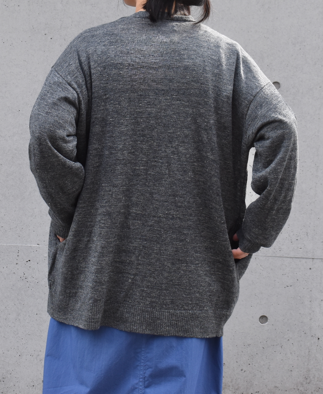 GNSL25023 (ニット) 12GG 1PLY LINEN PLAIN V-NECK CARDIGAN