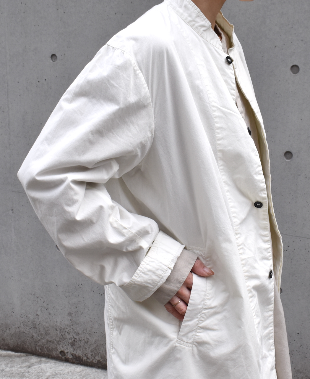 INHT2501CP(ジャケット) 60s COTTON POPLIN OVERDYE STAND COLLAR FLY FRONT JACKET