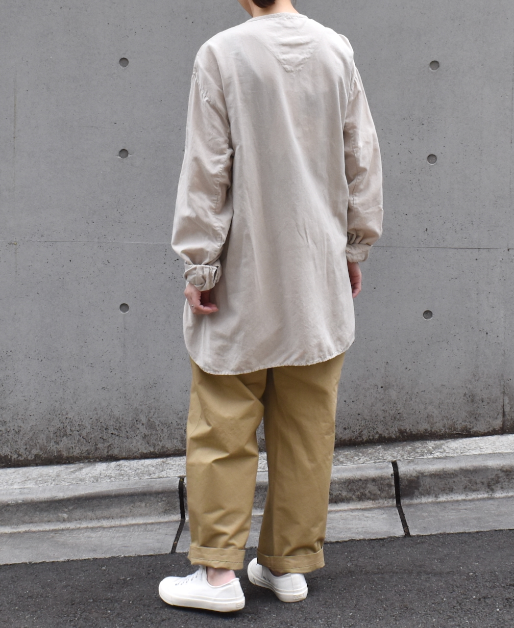 INHT2513CLD(シャツ) COTTON LINEN PLAIN OVERDYE HENRY NECK SHIRT