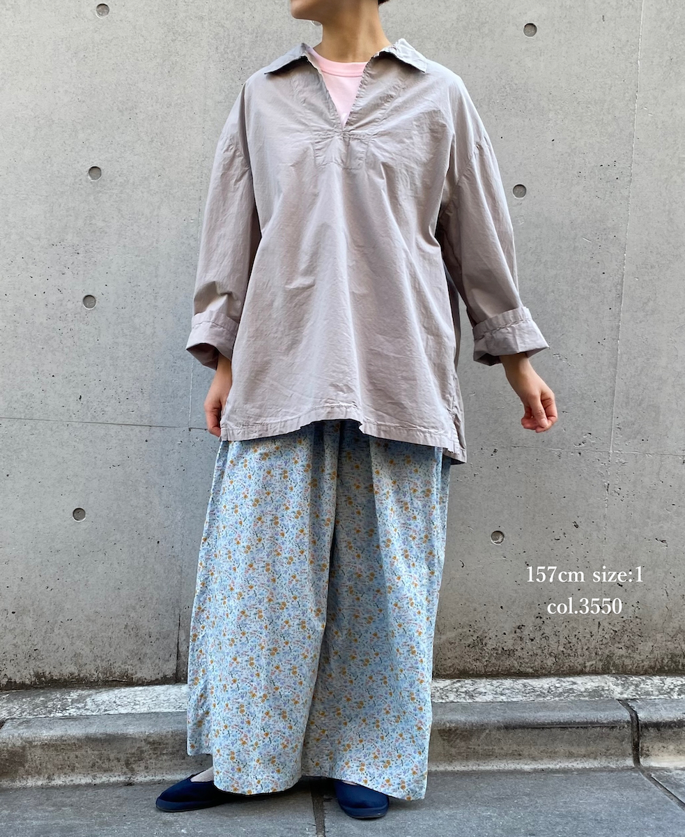 INAM2516FD(パンツ) COTTON FLOWER PRINT GATHERED EASY PANTS WITH LINING