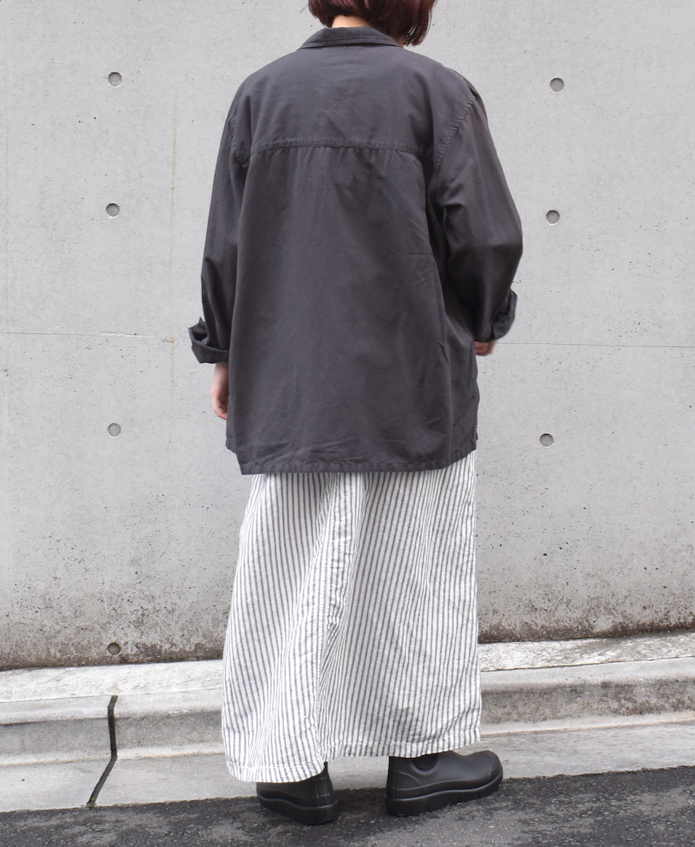 INHT2512CLD(シャツ) COTTON LINEN PLAIN OVERDYE ONE-UP COLLAR SHIRT