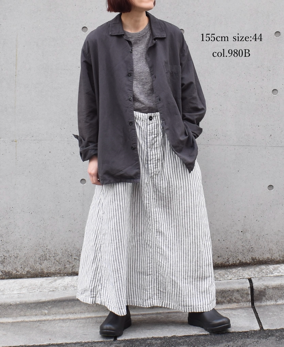 INHT2512CLD(シャツ) COTTON LINEN PLAIN OVERDYE ONE-UP COLLAR SHIRT