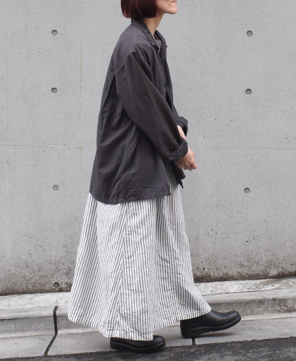 INHT2512CLD(シャツ) COTTON LINEN PLAIN OVERDYE ONE-UP COLLAR SHIRT