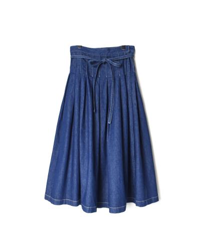 GNAM2253 (スカート) WASHED DENIM PLEATED WRAP SKIRT