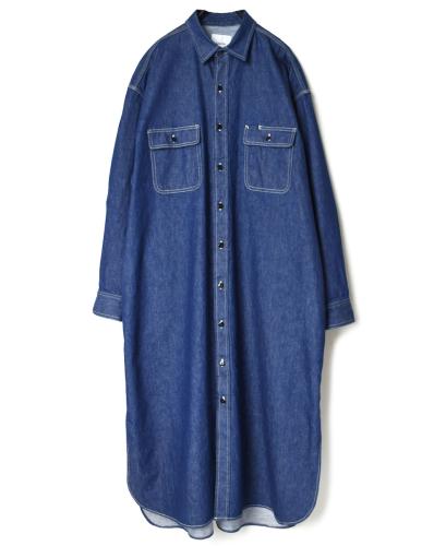 GNAM2252 (ロングシャツ) WASHED DENIM REGULAR COLLAR LONG SHIRT