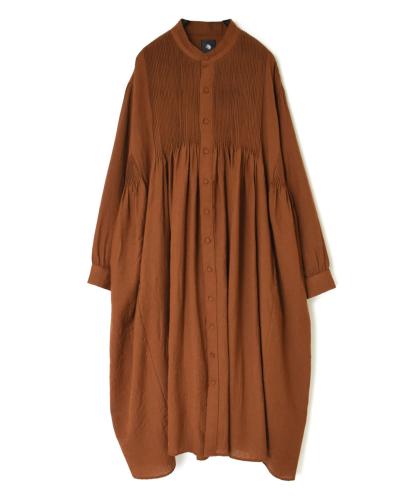 NMDS23582 (ワンピース) BOILED WOOL PLAIN BANDED SHIRT DRESS WITH MINI PINTUCK