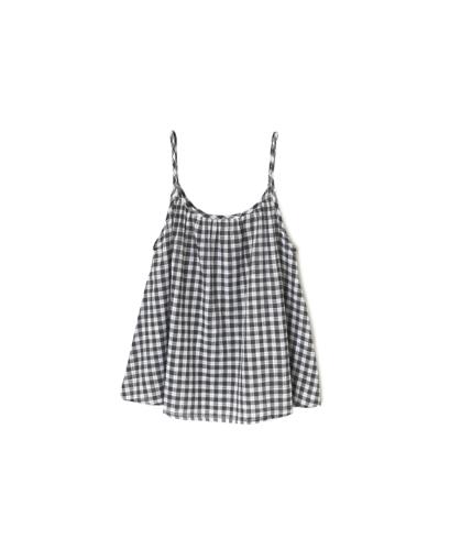 ●NSL24023 (キャミソール) COTTON FANCY GINGHAM CHECK GATHERED CAMISOLE
