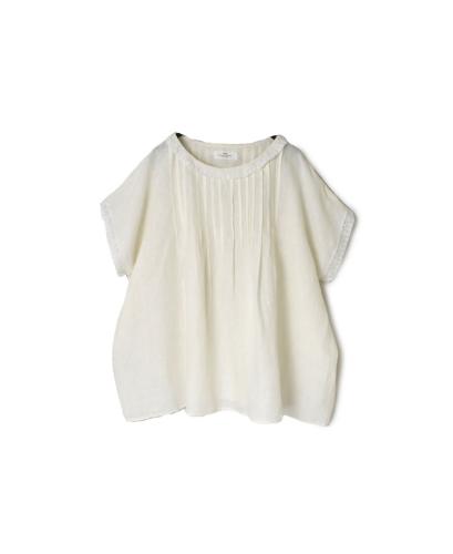 ●INSL24203 (ブラウス) 60'S POWER LOOM LINEN PLAIN BOAT NECK PULLOVER WITH PINTUCK & LACE
