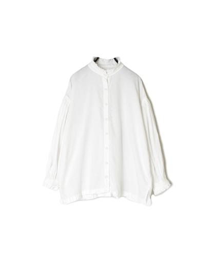 INMDS24702W(シャツ) TWILL COTTON KHADI PLAIN(WASH) FRILL COLLAR SHIRT WITH MINI PINTUCK