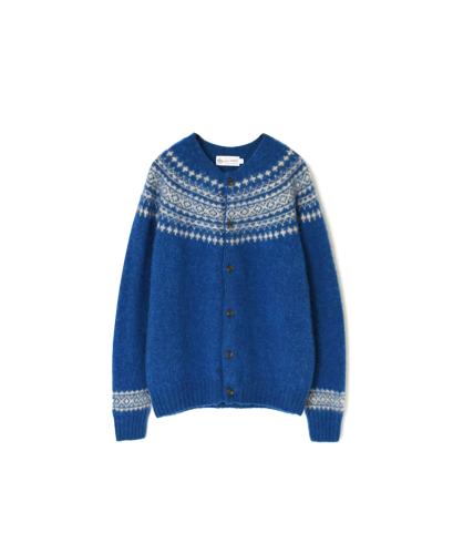 NJT1761 (ニット)  SHETLAND WOOL NORDIC HEAVY BRUSH CREW NECK CARDIGAN