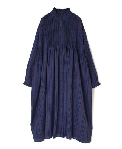 NMDS24583(ワンピース) WOOL COTTON CHECK FRILL COLLAR PINTUCK DRESS