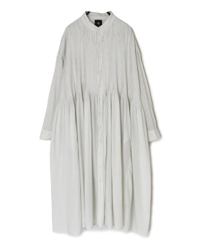 NMDS23504D (ワンピース) 80s ORGANIC VOILE STRIPE(OVERDYE) BANDED SHIRT DRESS WITH MINI PINTUCK