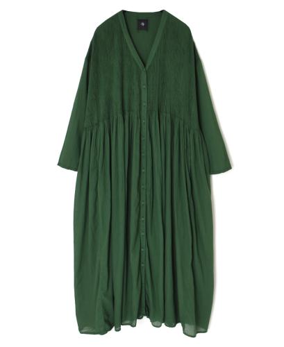 NMDS24203D(ワンピース) 80s ORGANIC VOILE STRIPE(OVERDYE) V-NECK DRESS WITH MINI PINTUCK