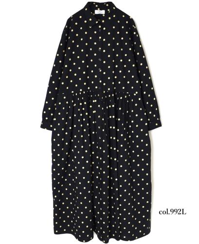 NSL22533 (ワンピース) 40s POPLIN DOT PRINT REGULAR COLLAR DRESS