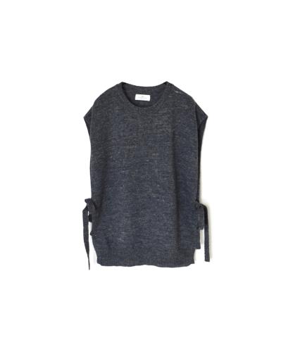 GNSL24522(ニット) 7GG 1PLY SHETLAND WOOL/LINEN CREW-NECK VEST WITH SIDE TAPE