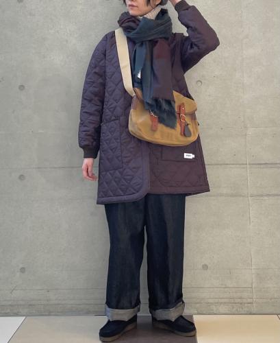 NAM2451PP(コート) PLAIN POLYESTER×PLAIN POLYESTER HEAT QUILT OVERSIZED NO COLLAR MIDI COAT WITH RIBBED CUFF