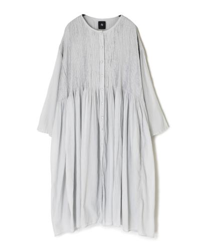 NMDS25214D(ワンピース) 80s ORGANIC STRIPE(OVERDYE) CREW-NECK BUTTON SHIRT MAXI DRESS WITH MINI PINTUCK