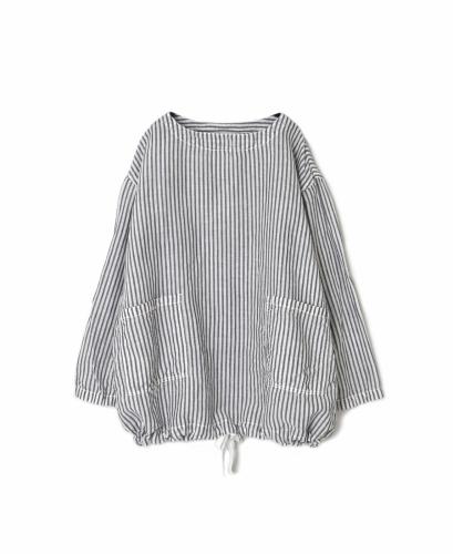 ISNAM2522SD(シャツ) COTTON/LINEN STRIPE OVERDYE BOAT NECK PULLOVER