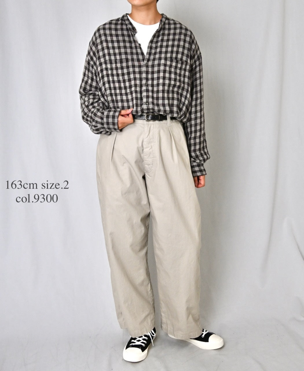 INAM2681DGD COTTON DOUBLE GAUZE CHECK OVERDYE UTILITY BANDED COLLAR SHIRT