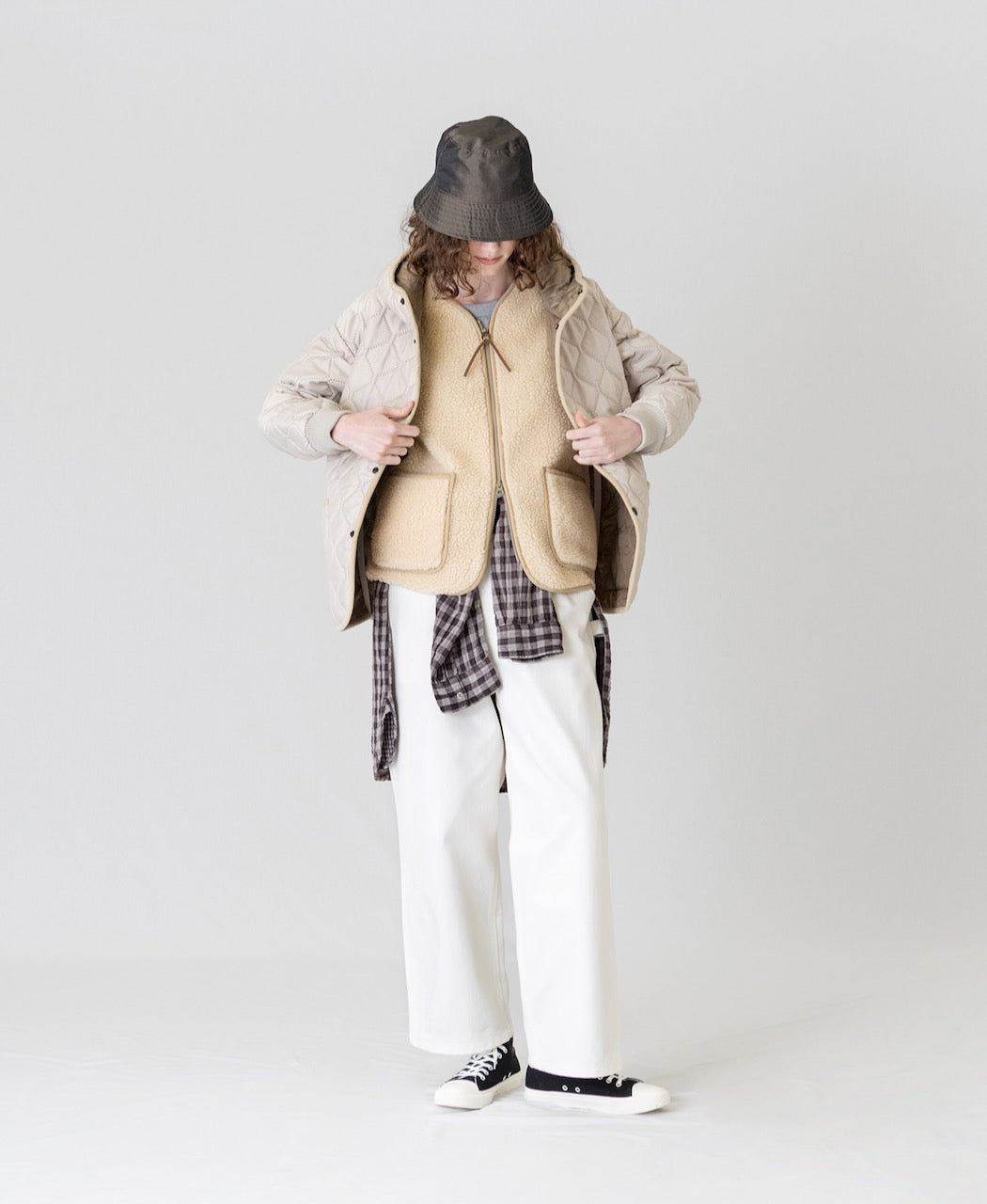 NAM2561PP PLAIN POLYESTER×PLAIN POLYESTER OVERSIZED HOODED JACKET WITH RIBBED CUFF