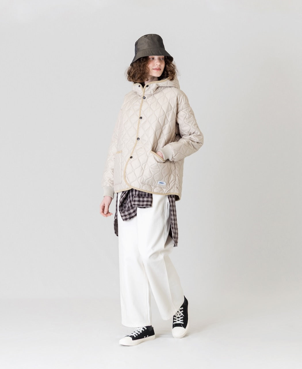NAM2561PP PLAIN POLYESTER×PLAIN POLYESTER OVERSIZED HOODED JACKET WITH RIBBED CUFF