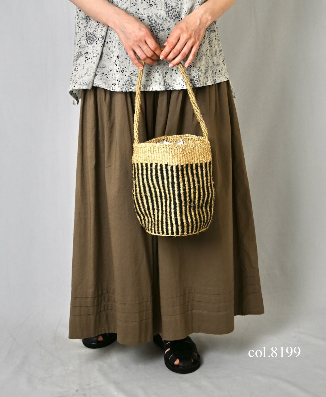 ANSL2601 STRIPE SISAL ONE HANDLE SHOULDER BAG