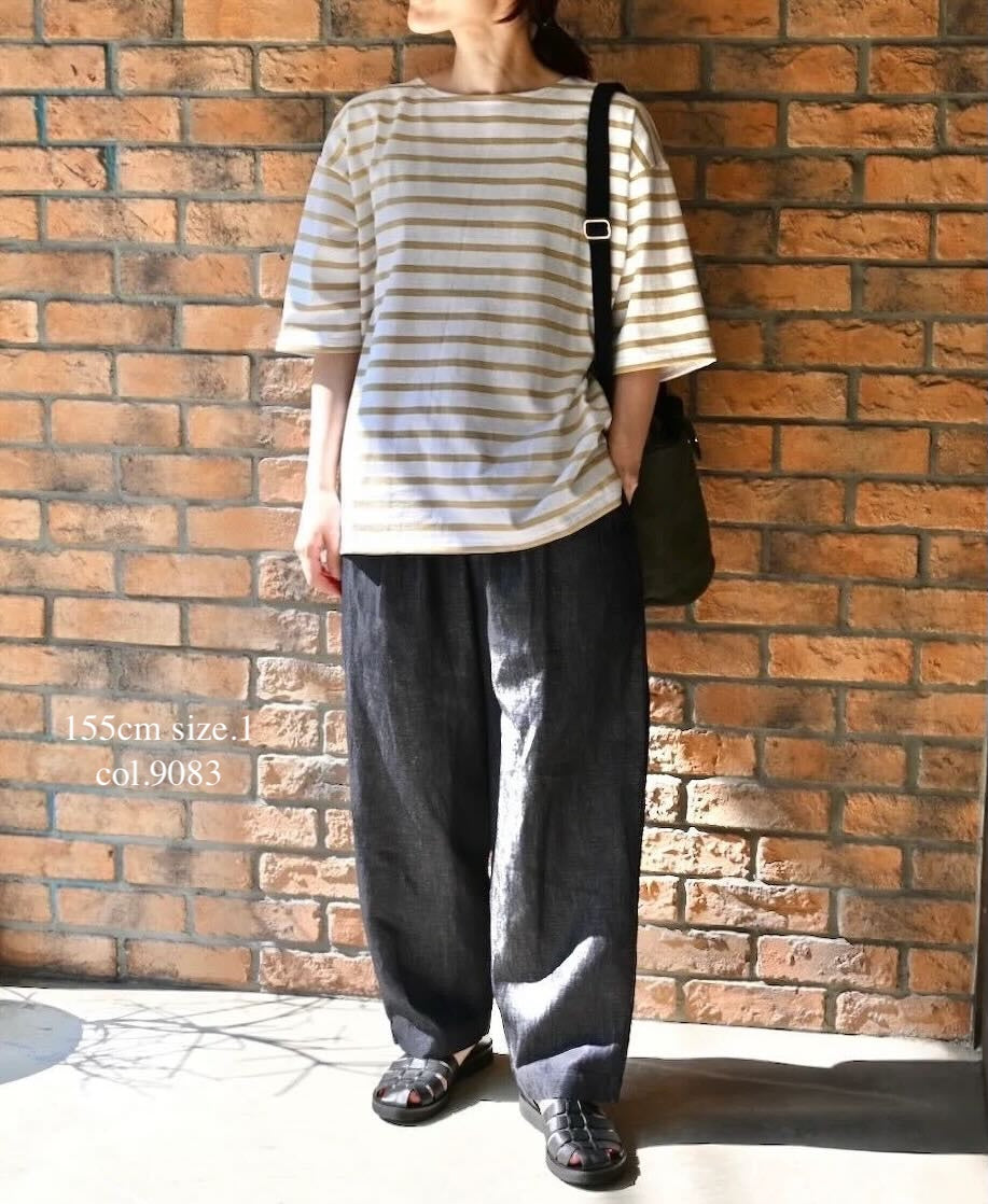 NLA2501 REGULAR STRIPE DROP SHOULDR S/SL BASQUE SHIRT