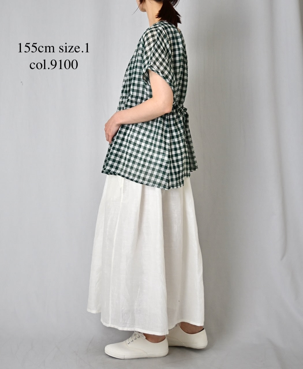 INSL26325 60s AUTO LOOM COTTON/LINEN PLAIN GATHERED SKIRT