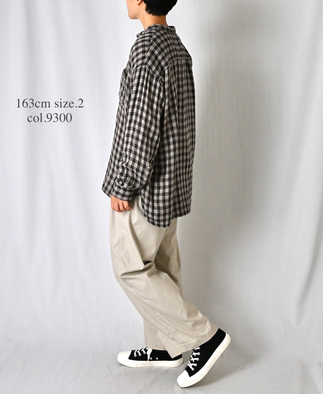 INAM2681DGD COTTON DOUBLE GAUZE CHECK OVERDYE UTILITY BANDED COLLAR SHIRT