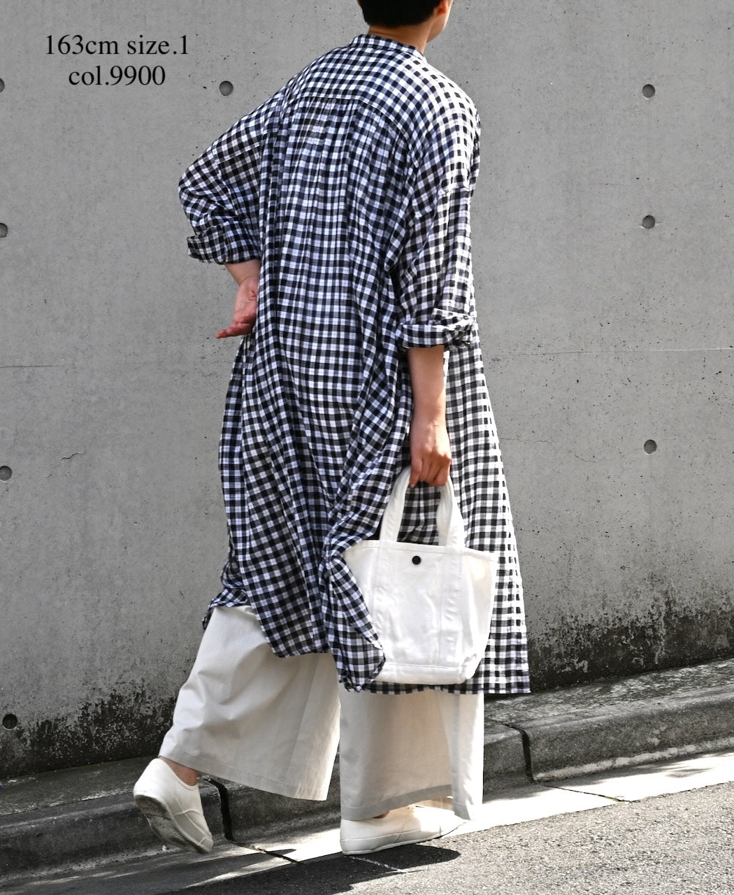 NSL26103 FANCY GINGHAM CHECK BANDED COLLAR GATHER SHIRT DRESS