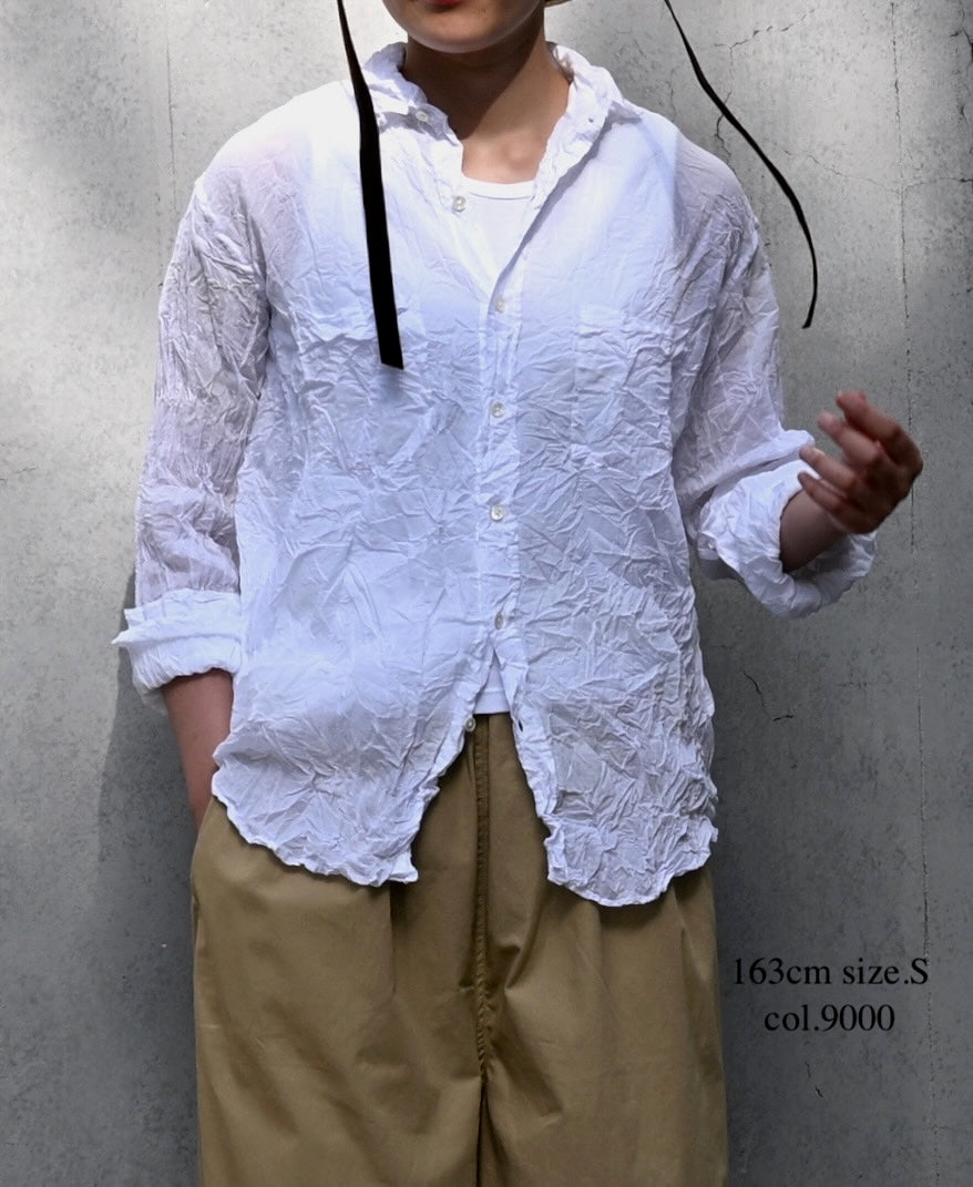 NVL1861CVW 80s ORGANIC VOILE PLAIN (WRINKLE) REGULAR COLLAR L/SL OVERSIZED SHIRT