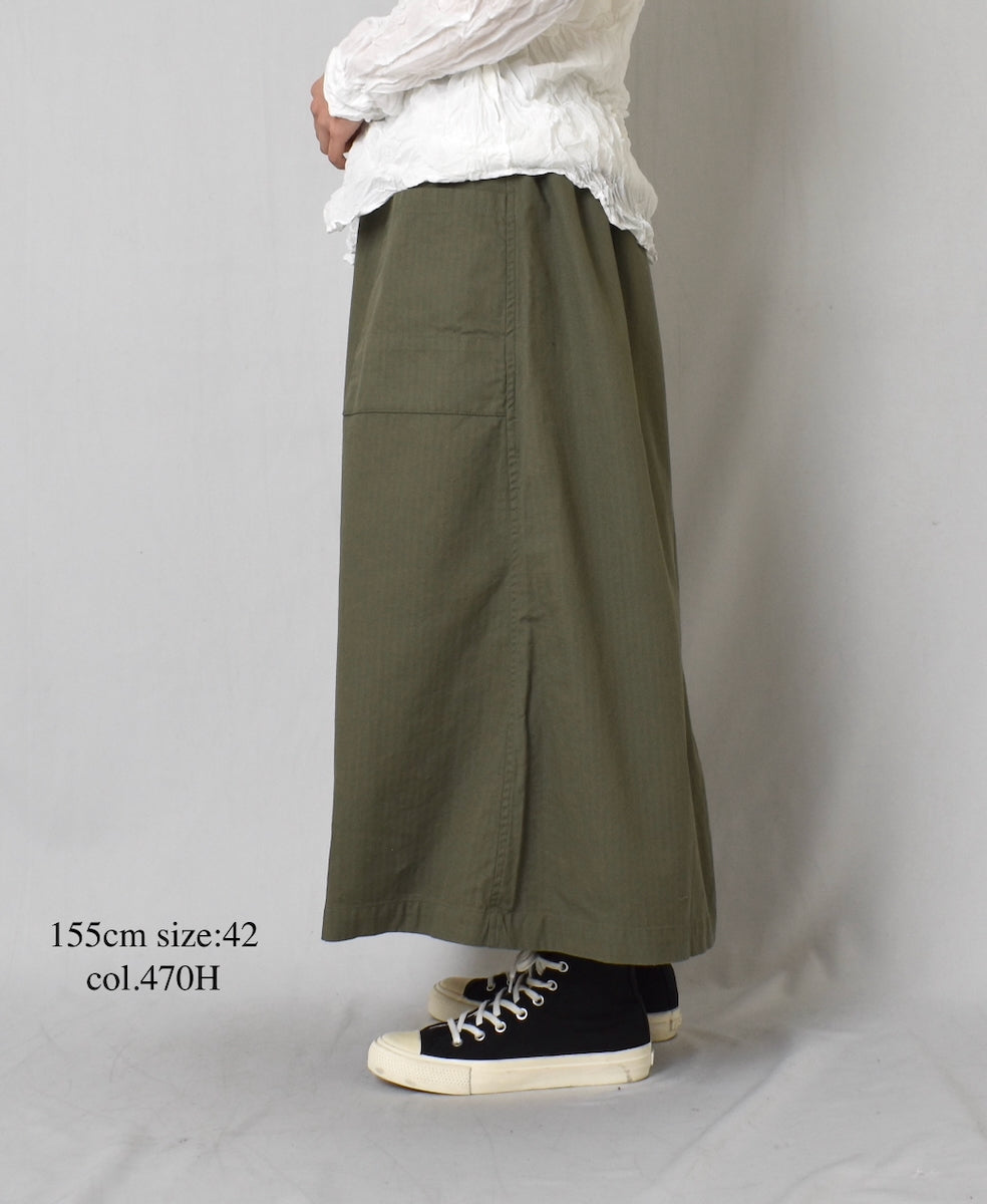 INHT2514CHW COTTON HERRINGBONE WASH  EASY SKIRT