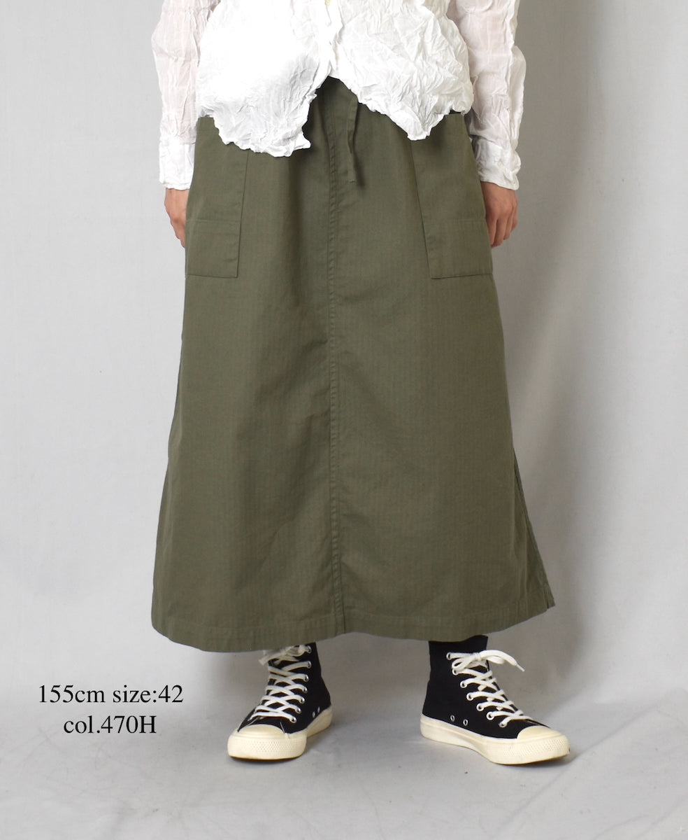 INHT2514CHW COTTON HERRINGBONE WASH  EASY SKIRT