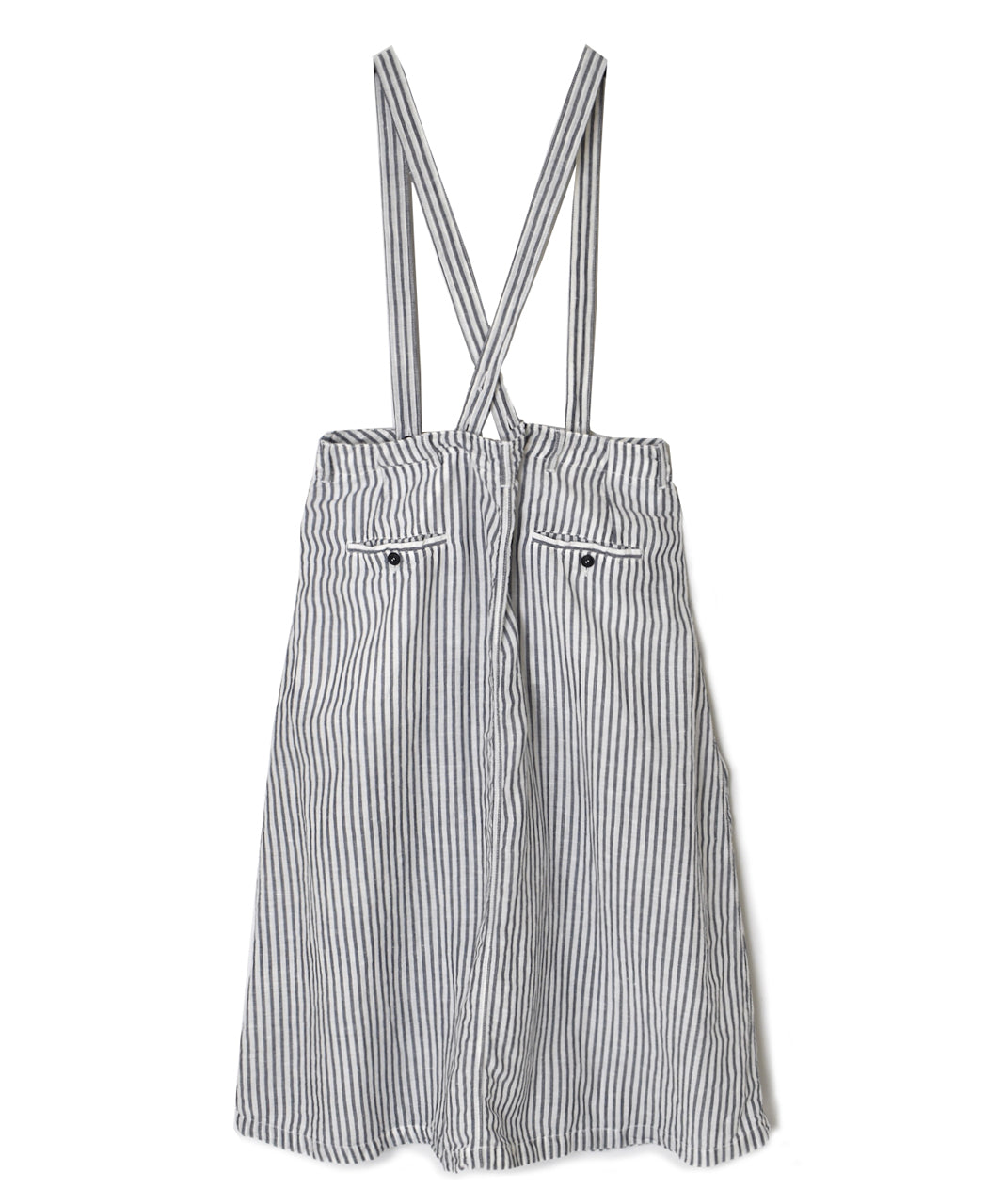 ISNAM2611S LINEN/COTTON STRIPE ADJUSTER TACK SKIRT WITH SUSPENDERS