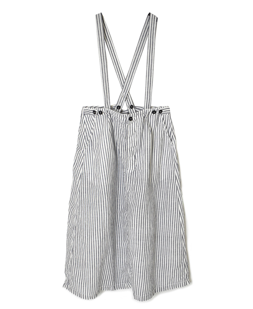 ISNAM2611S LINEN/COTTON STRIPE ADJUSTER TACK SKIRT WITH SUSPENDERS