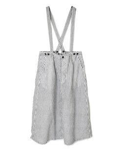 ISNAM2611S LINEN/COTTON STRIPE ADJUSTER TACK SKIRT WITH SUSPENDERS