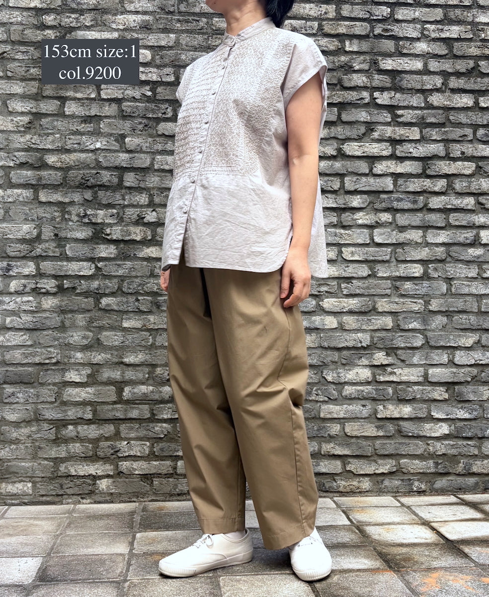 NMDS26224 60s ORGANIC CAMBRIC WITH EMB FRENCH/SLEEVE BANDED COLLAR EMB SHIRT