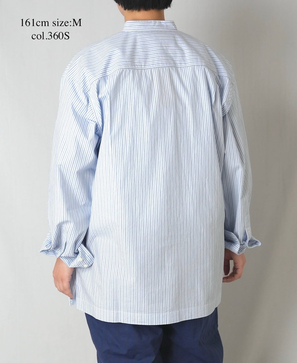 NVL2613 POPLIN STRIPE BANDED COLLAR L/SL SHIRT